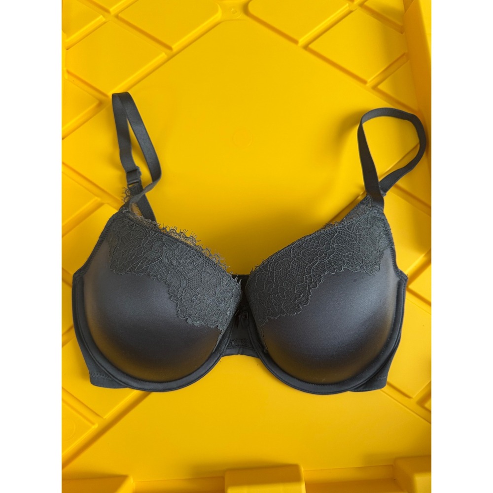Auden Womens Lace Push Up Demi Bra Dark Gray Underwire 34DD F00331970